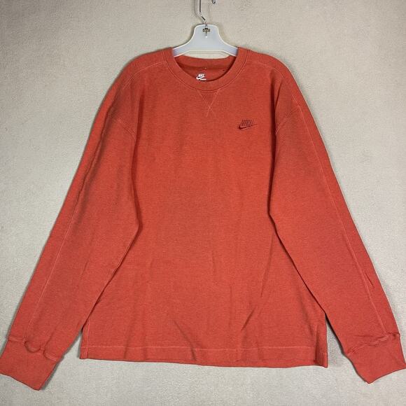 Nike Sportswear Pullover Mens XL Orange Thermal Long Sleeve Crew Neck Sweatshirt - Picture 1 of 11